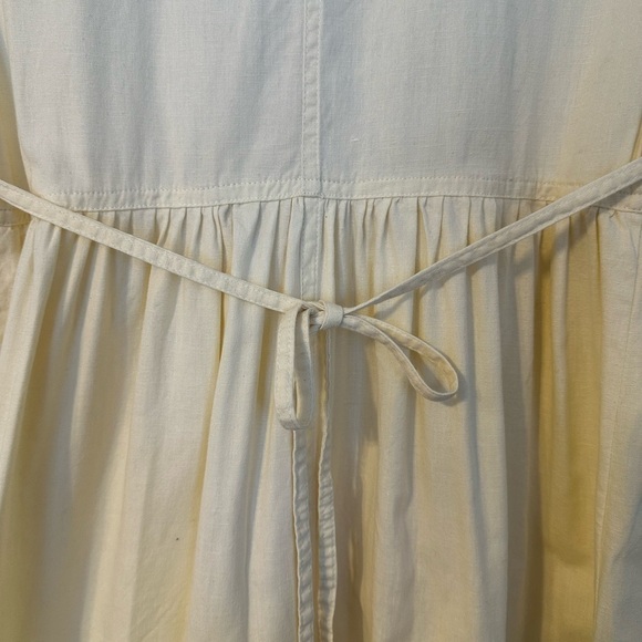 Vtg. Erika Dress Pastel Yellow Linen Embroidered Cottagecore Scoop Neck Size PS - Picture 6 of 11
